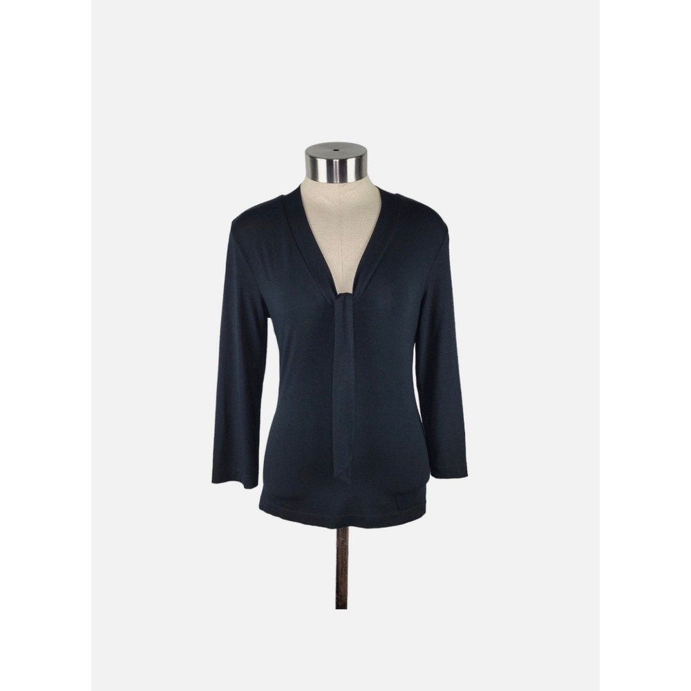 Banana Republic Women's Black 3/4 Sleeve Top Shirt Stretchy Tie Front Small